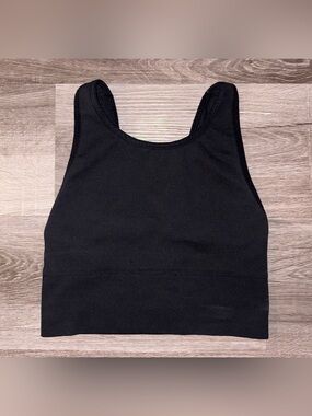 Victoria Secret Black Ribbed halter sports bra